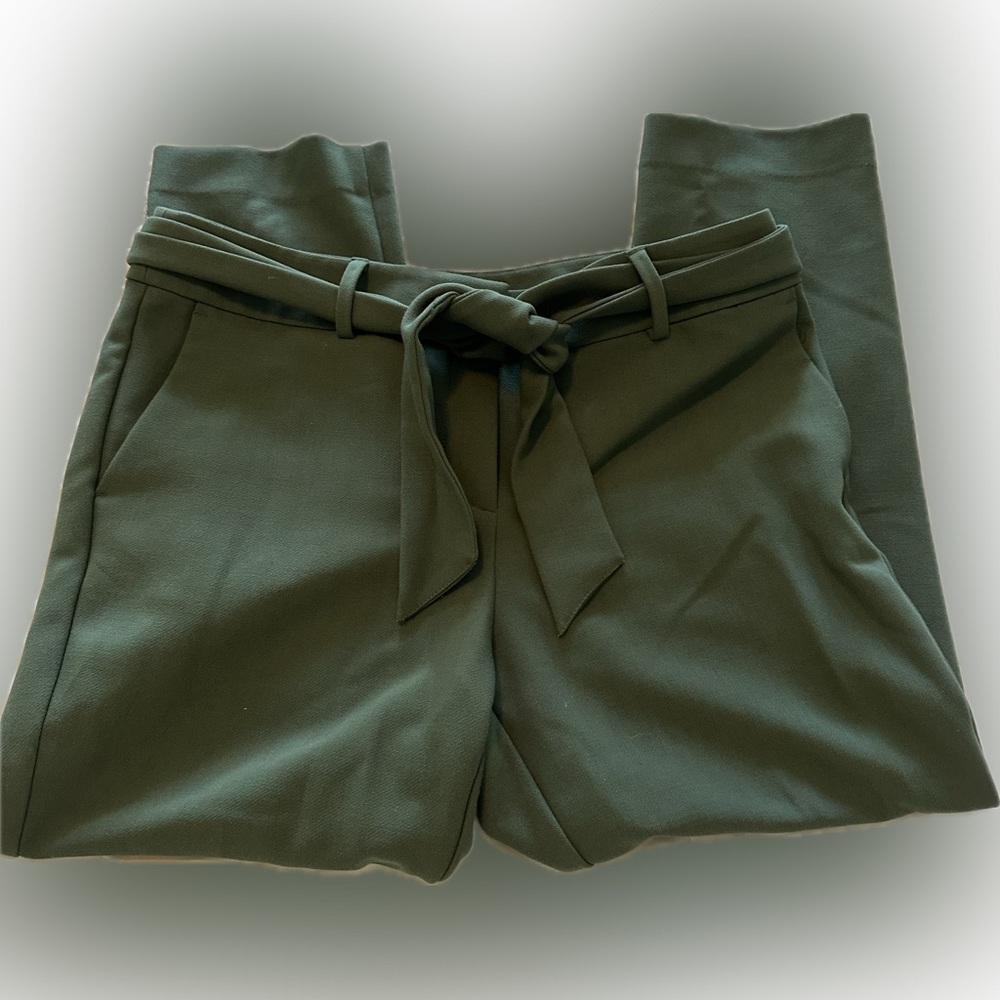 LOFT Olive Tie-Waist Trousers